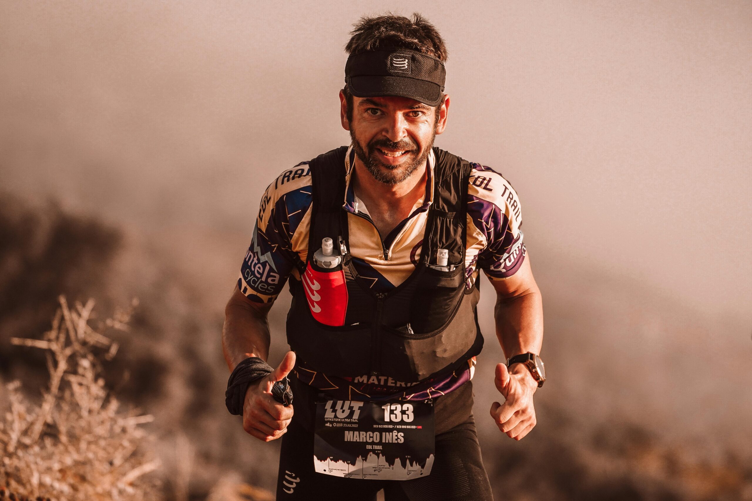 Runner running with running vest