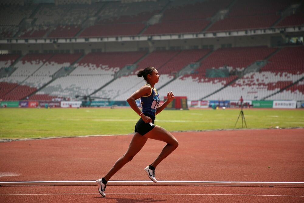Runner at a stadium